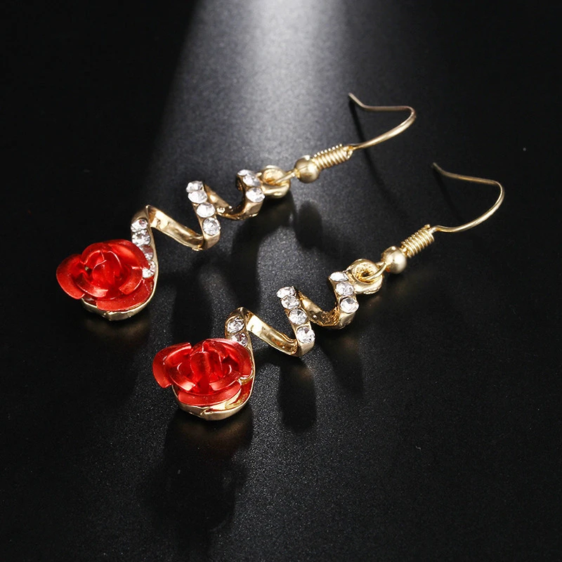 Fashion temperament rose simple wild earrings