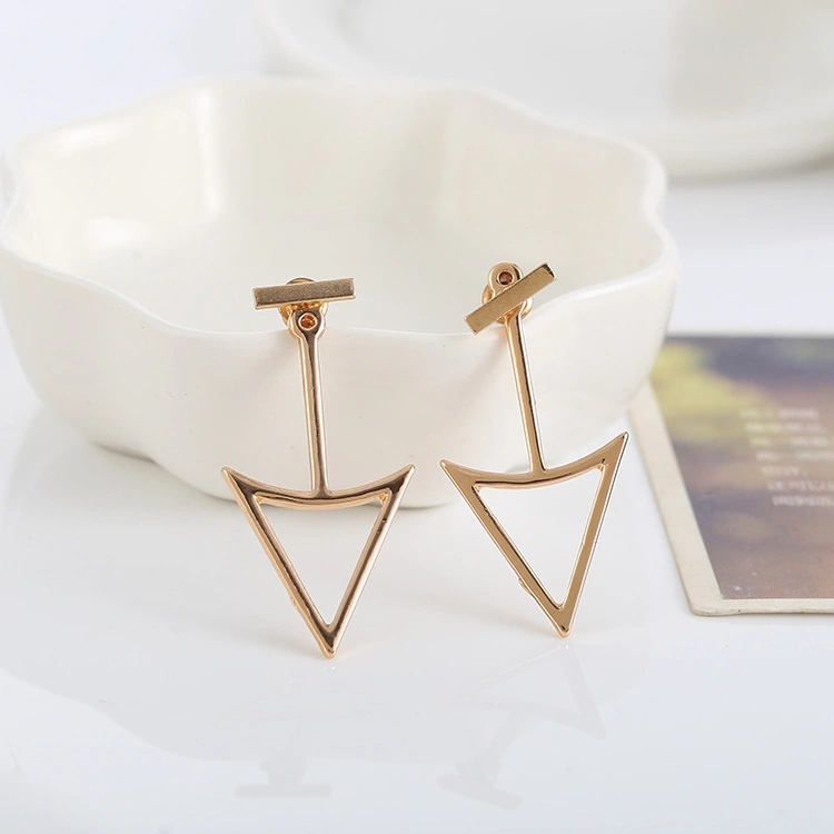 Glossy geometric hollow triangle metal stud earrings