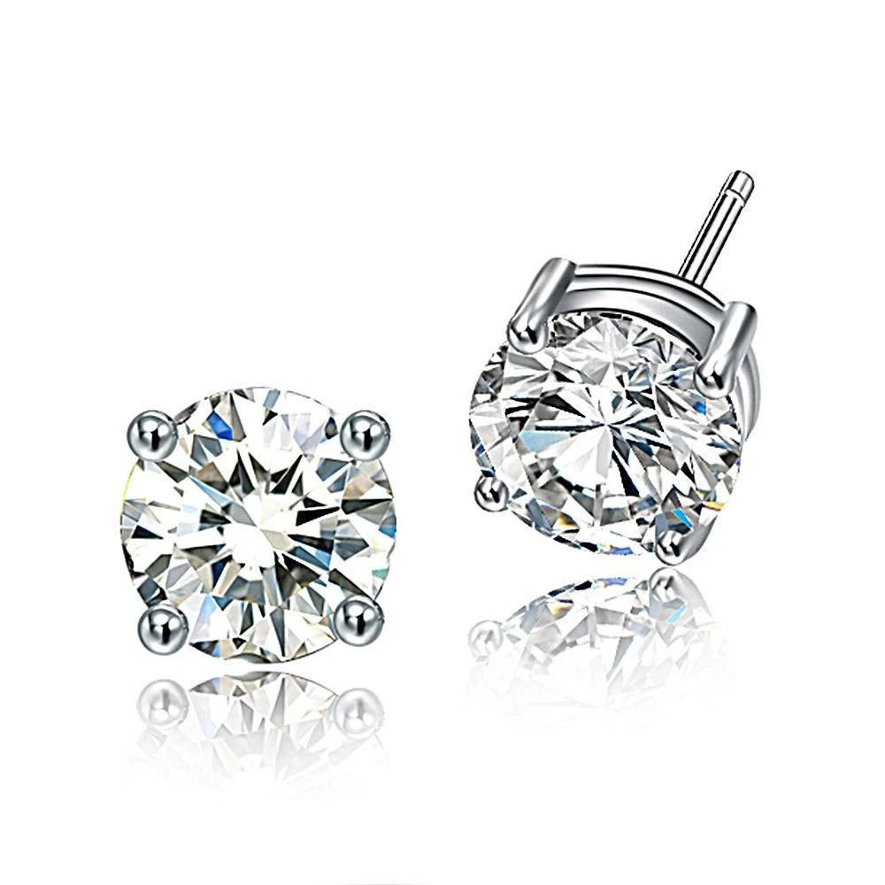 Zircon Four Prong Simple Earrings