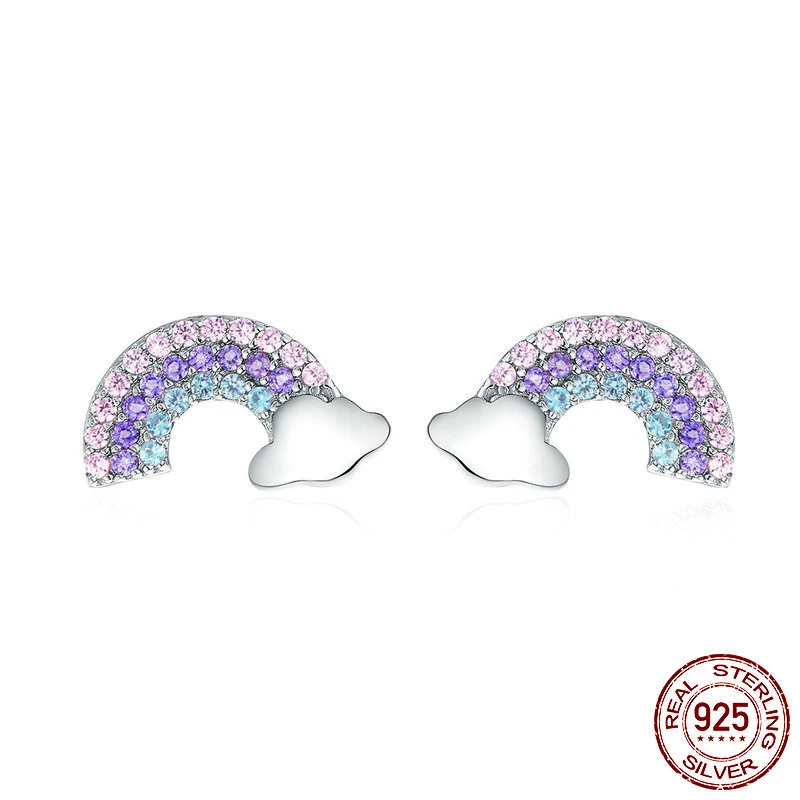 Rainbow S925 Sterling Silver Stud Earrings