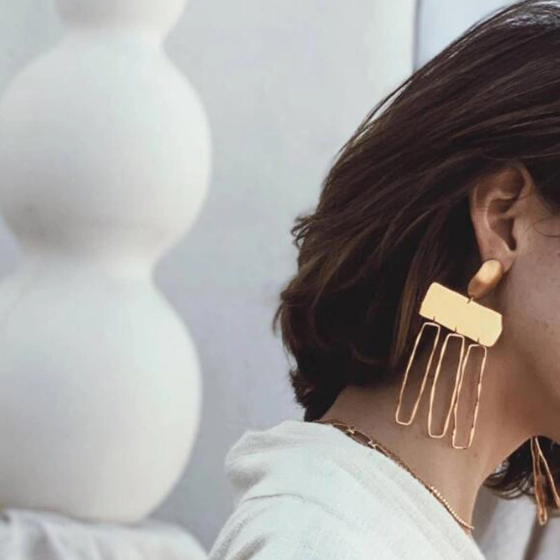 Irregular rectangular drop earrings