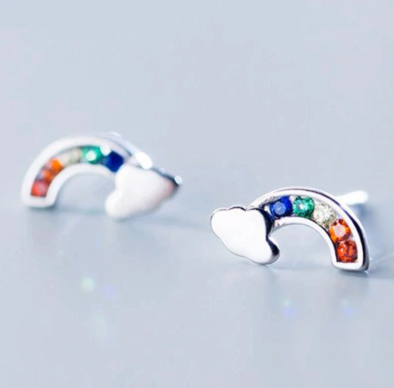 Zircon Rainbow Cloud Stud Earrings