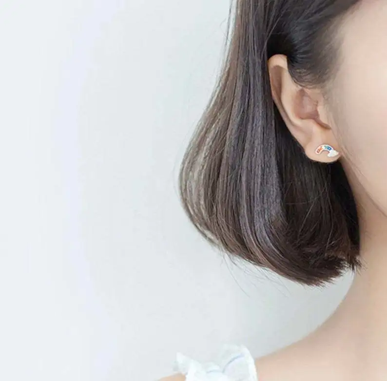 Zircon Rainbow Cloud Stud Earrings