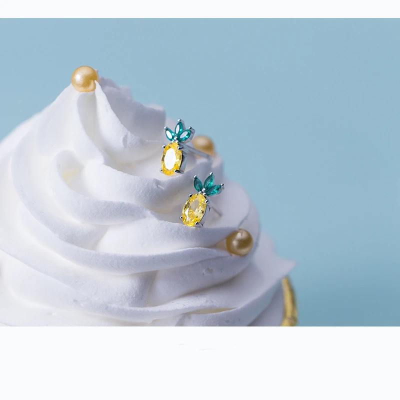 s925 silver pineapple earrings