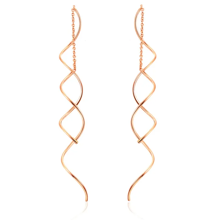 Simple and stylish wavy earrings Rose gold-plated earrings