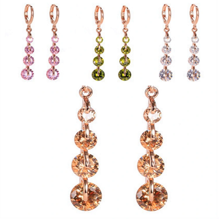 18K gold-plated diamond drop earrings