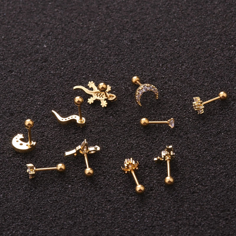 Golden Gecko Stud Earrings