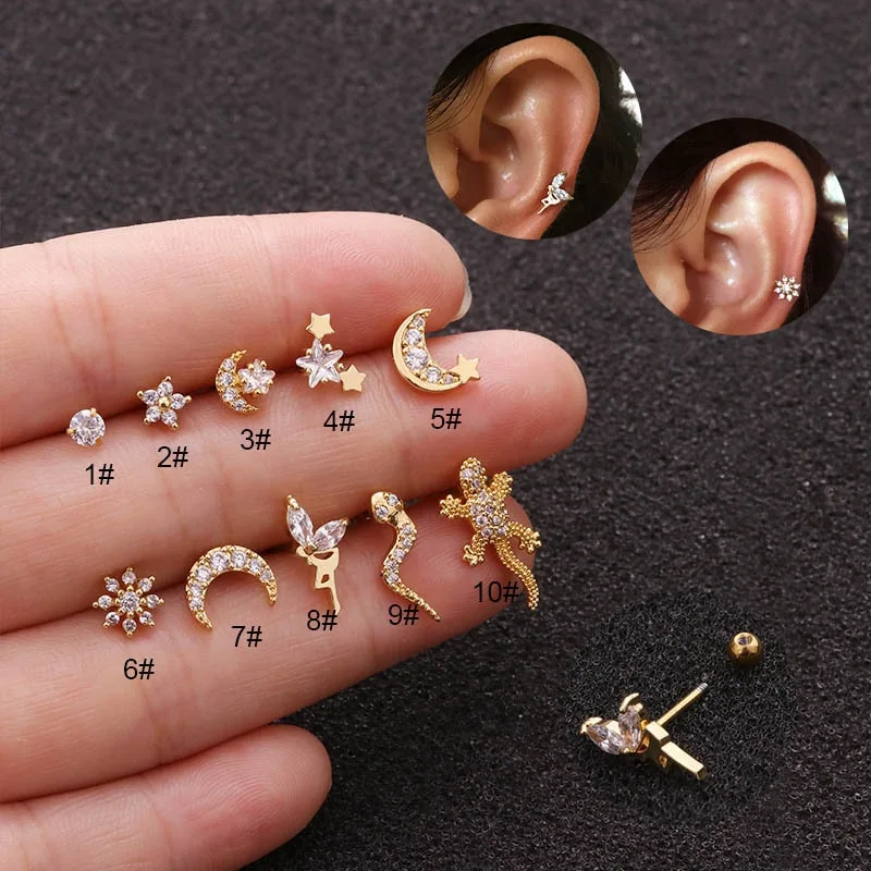 Golden Gecko Stud Earrings