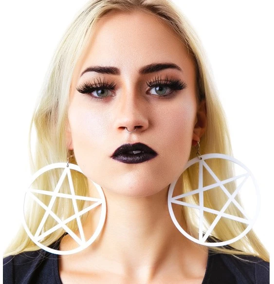 577E earrings acrylic nightclub style exaggerated super large European and American popular five-pointed star five-pointed star round jewelry factory