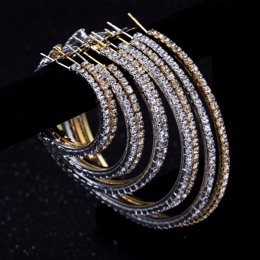 Exaggerated diamond big circle hip-hop nightclub earrings