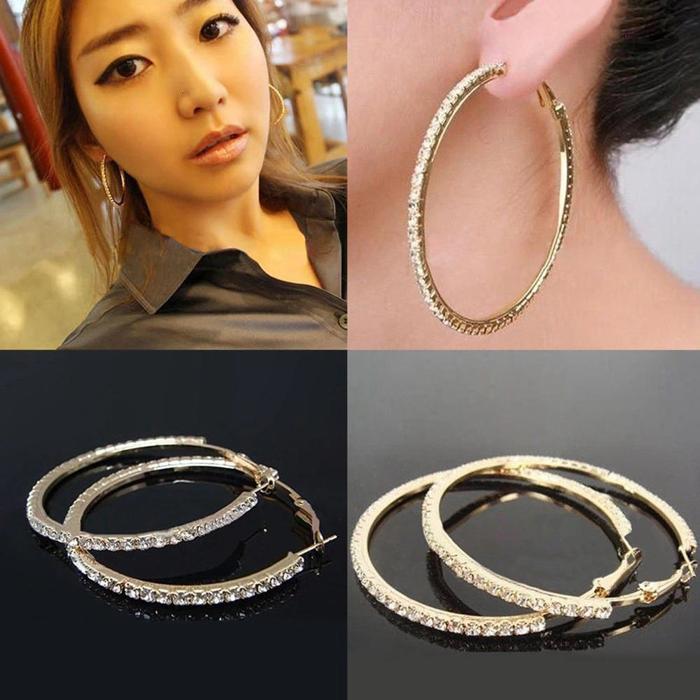 Exaggerated diamond big circle hip-hop nightclub earrings