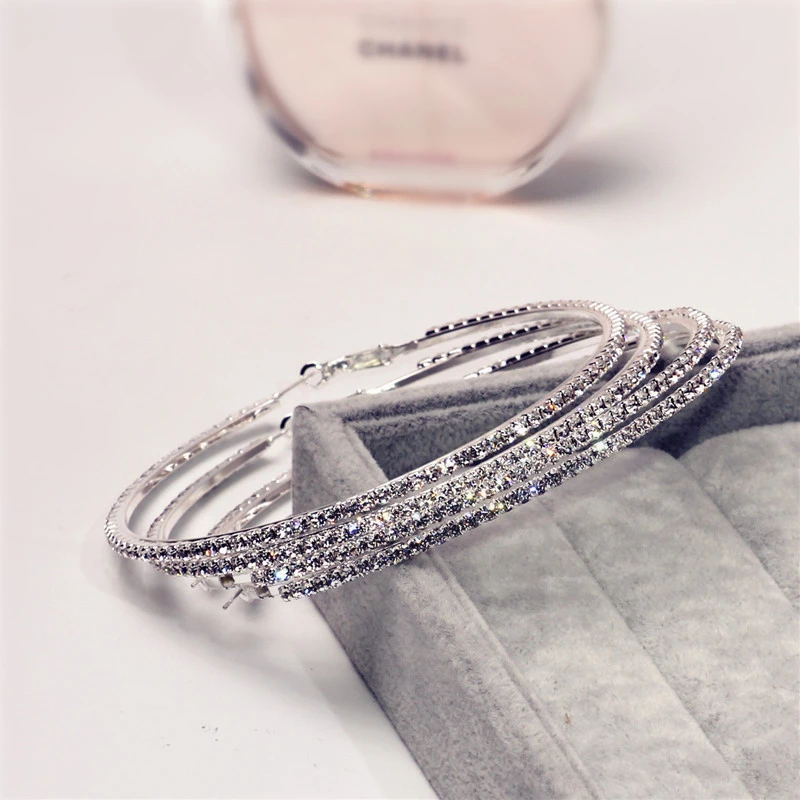 Exaggerated diamond big circle hip-hop nightclub earrings