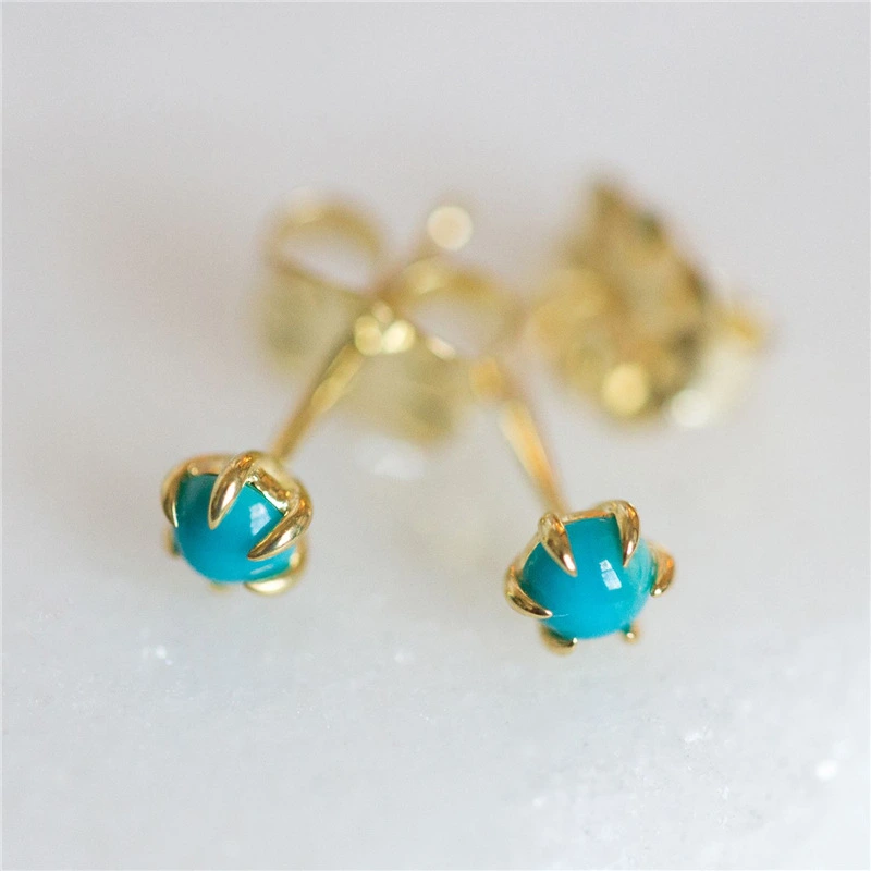 Six-claw turquoise earrings