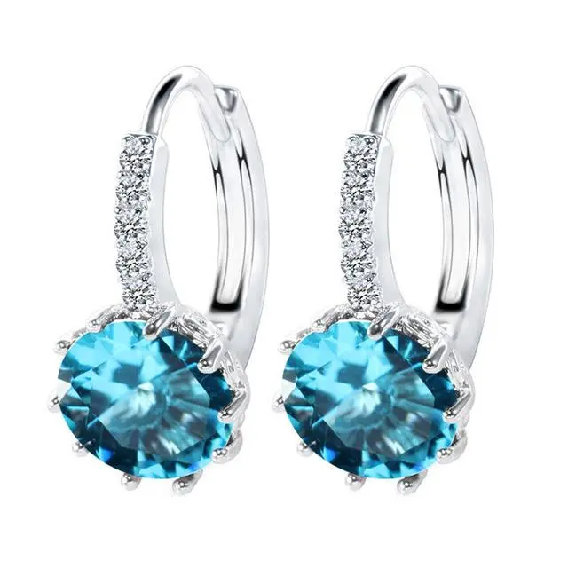 Simple Round Super Flash Zircon Earrings