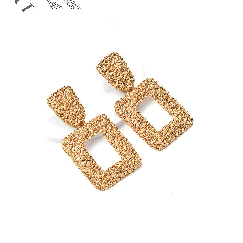 Women's geometric square metal fashion earrings