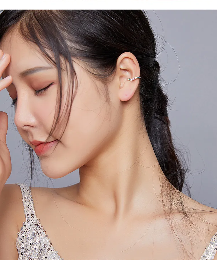 Female silver colored zircon earrings