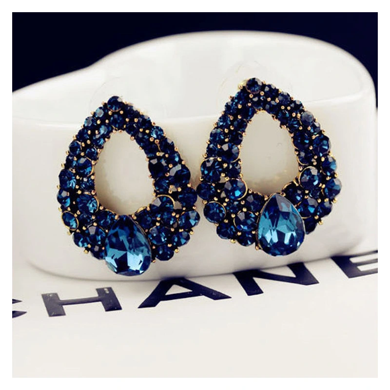 Water Drop Diamond Sapphire Fashion Stud Earrings