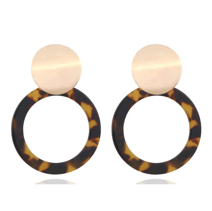 Fashion Metallic Sequins Acrylic Circle Stud Earrings