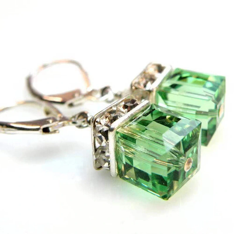 New Earrings Blue Green Square Fashion Personality Women's New Ear Jewelry Wild Style Trend