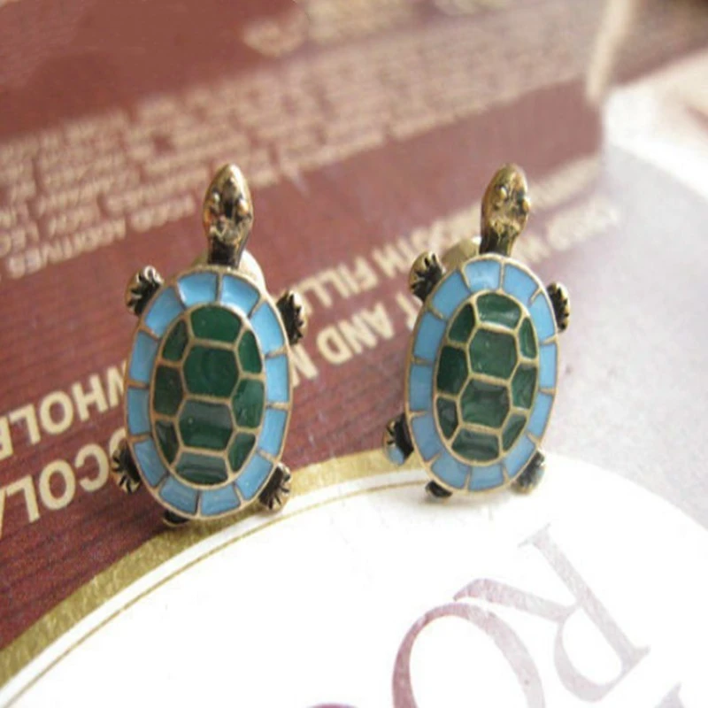 Cute colorful dripping oil turtle earrings