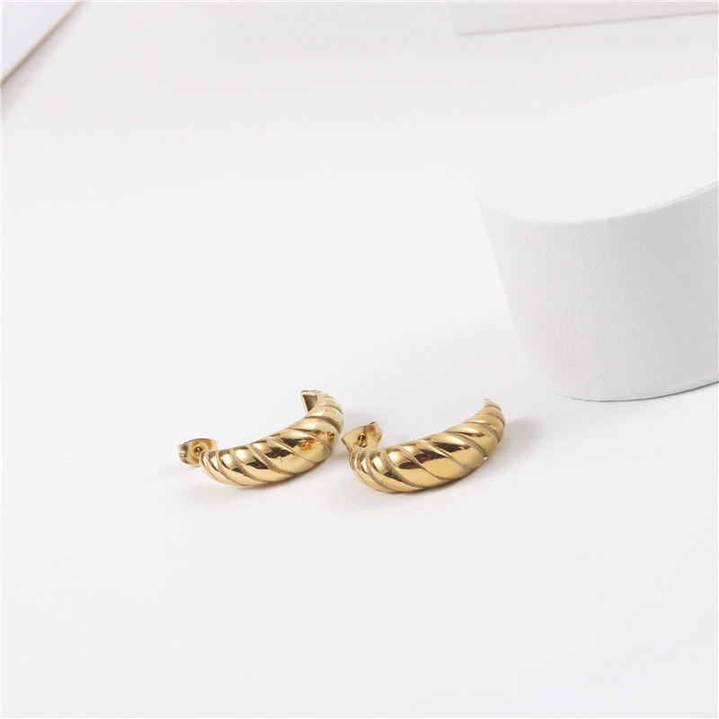 French croissant Earrings plated with 18K titanium steel