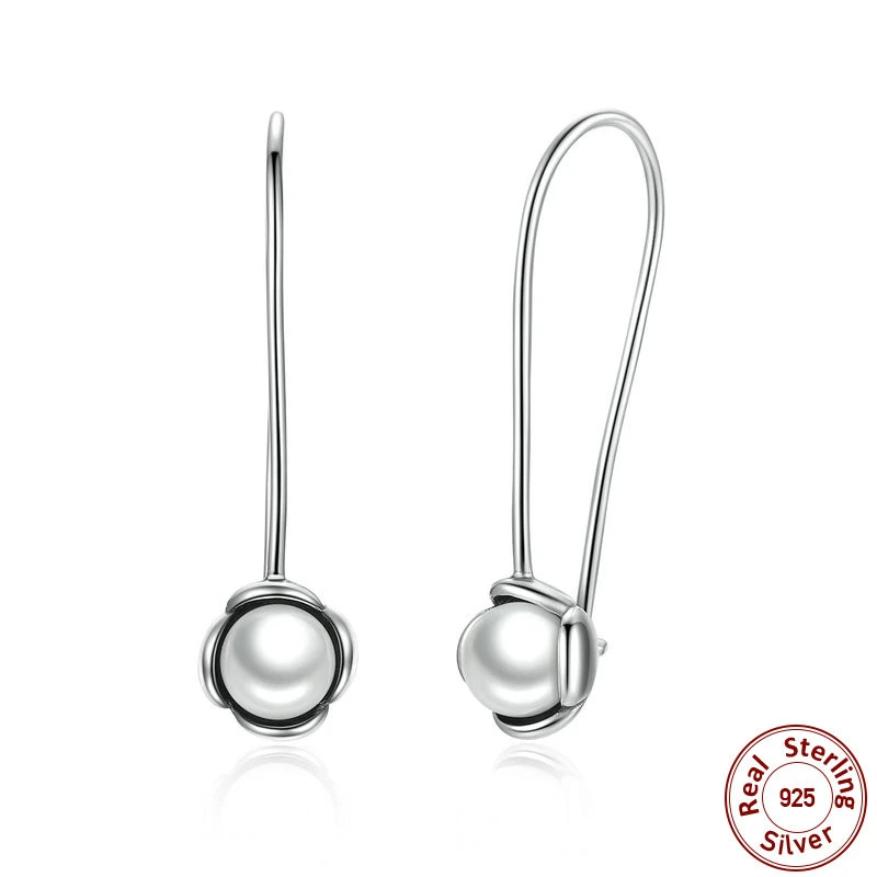 S925 sterling silver pearl ear hook