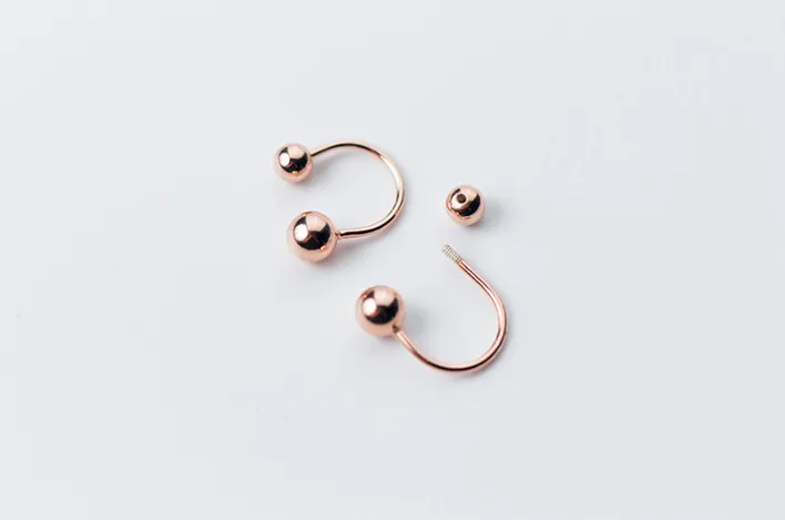 Rose Gold Minimalism Cute Smooth Bead Stud Earrings