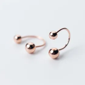 Rose Gold Minimalism Cute Smooth Bead Stud Earrings