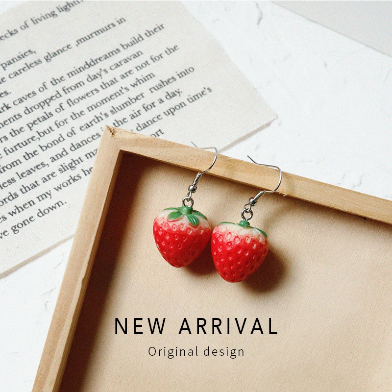 Sweet And Cute Girl Red Strawberry Earrings