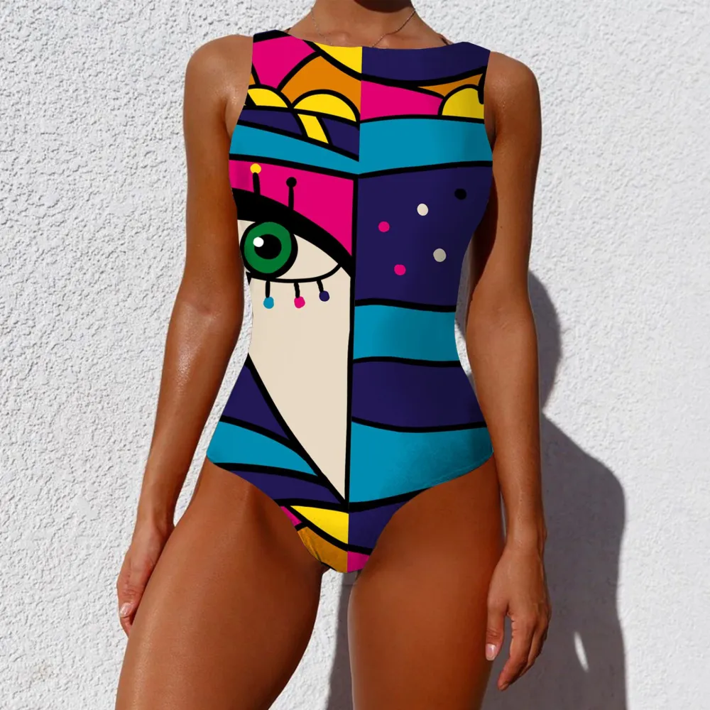 Siamese Bikini Personality Abstract Print Pass
