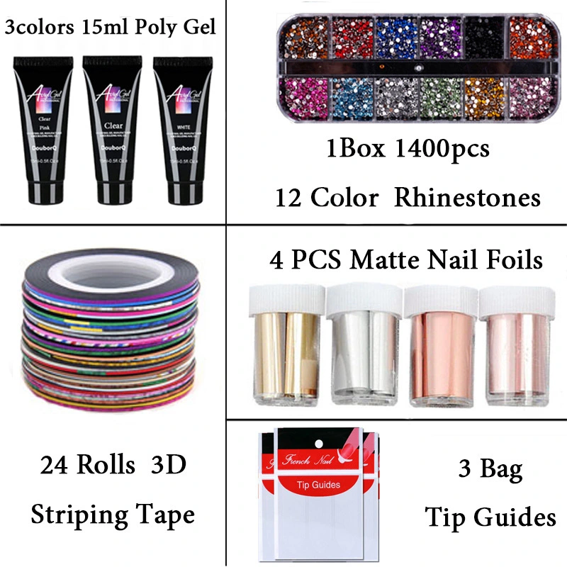 Fashion nail extension glue set fiber glass