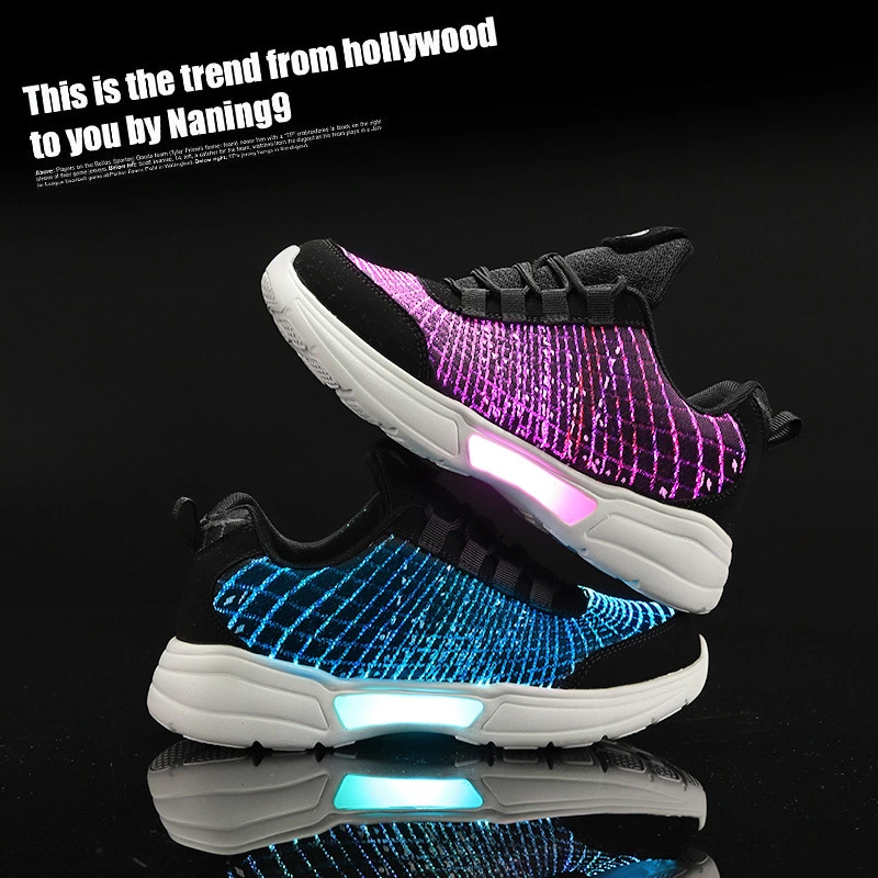 New LED Fiber Optic Luminous USB Charging Light Shoes