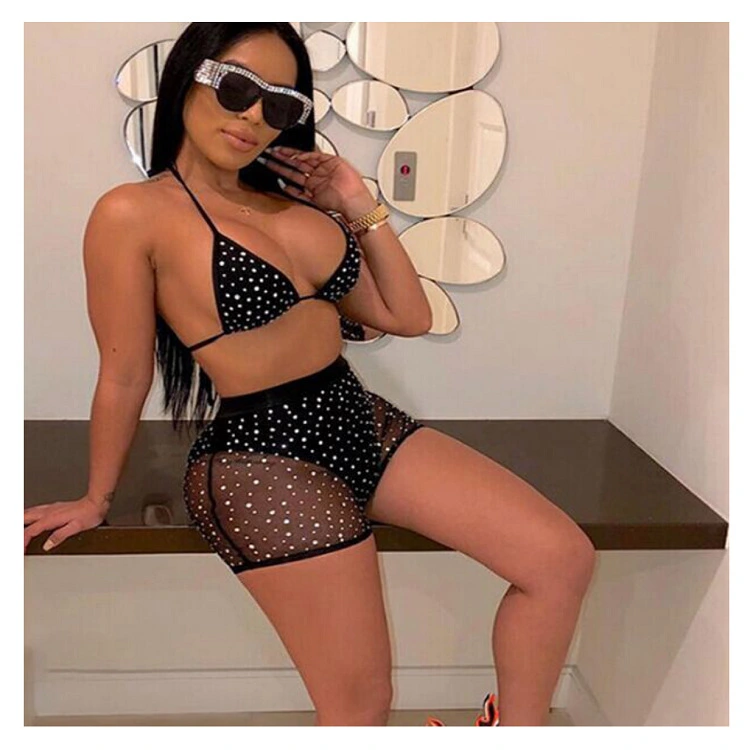 Lace Perspective Three-point Bright Diamond Set