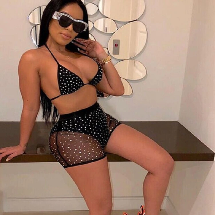 Lace Perspective Three-point Bright Diamond Set