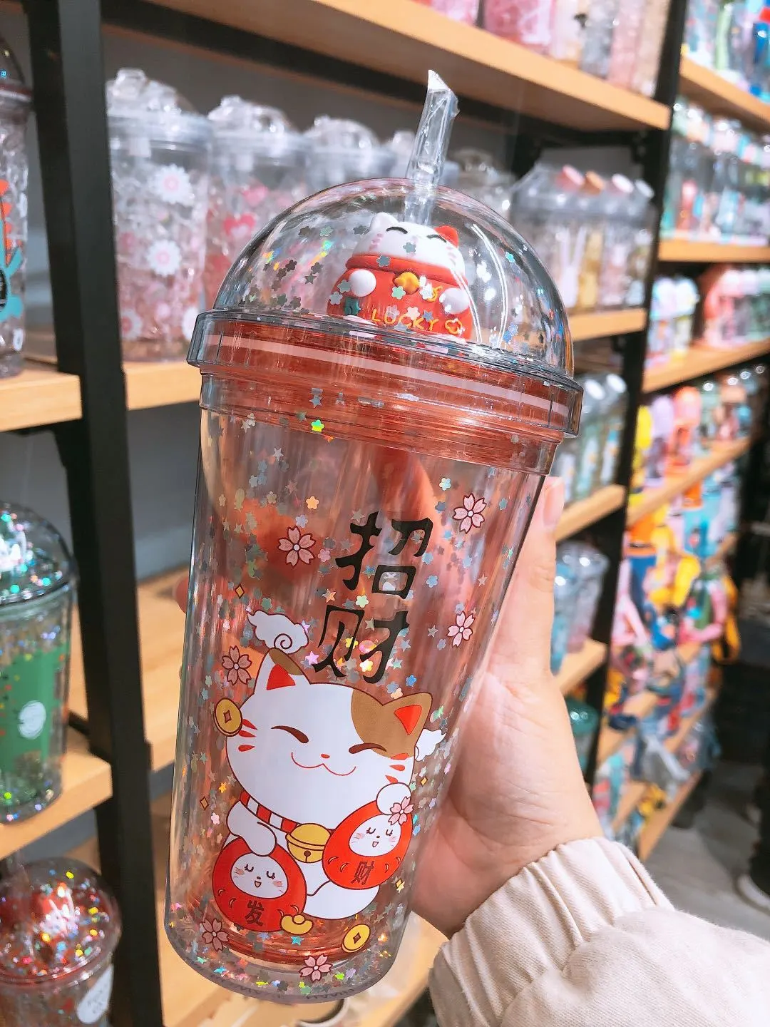 New Lucky Cat Straw Cup