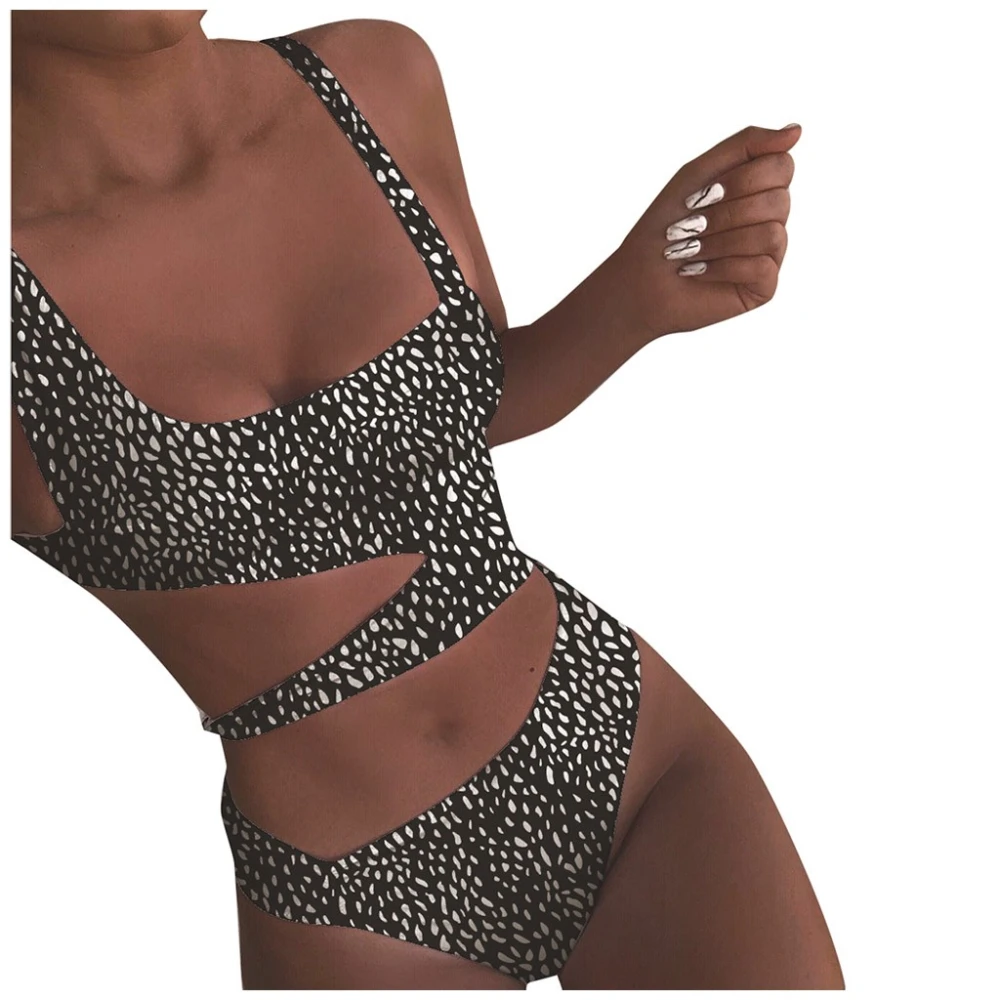 One-Piece Swimsuit Solid Color One-Piece Bikini Female Hollow Swimsuit