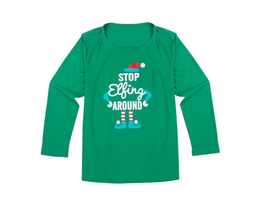 Christmas parent-child suit STOP Elfing AROUND printed home service