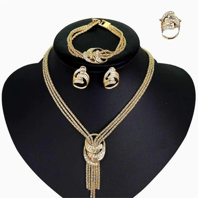 Europe And The United States Jewelry Necklace, Bracelet, Earrings, Rings, Wedding Bride Jewelry Set Four Pieces, Sell Fast Sell Hot