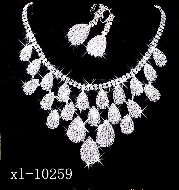 Gorgeous diamond necklace set wedding bride evening costume jewelry set to map samples