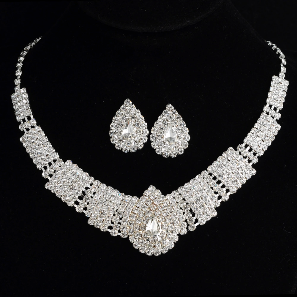 Cross border e-commerce, Europe and the United States exaggerated full drill bridal suite Necklace + earrings, wedding jewelry accessories