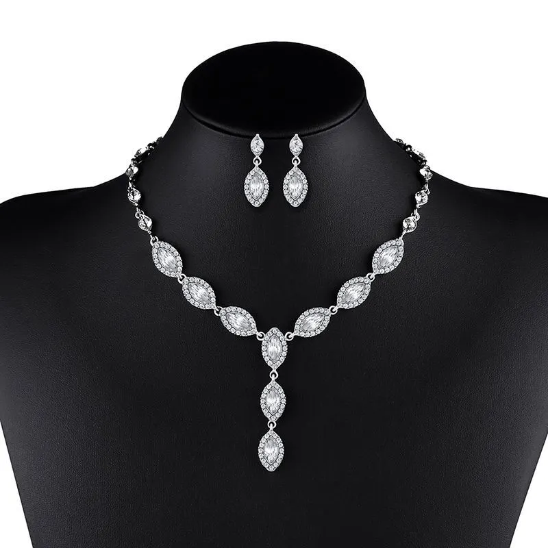 The bride jewelry jewelry suite Earrings photography evening party and two sets of nkn51 Zircon Earrings Necklace