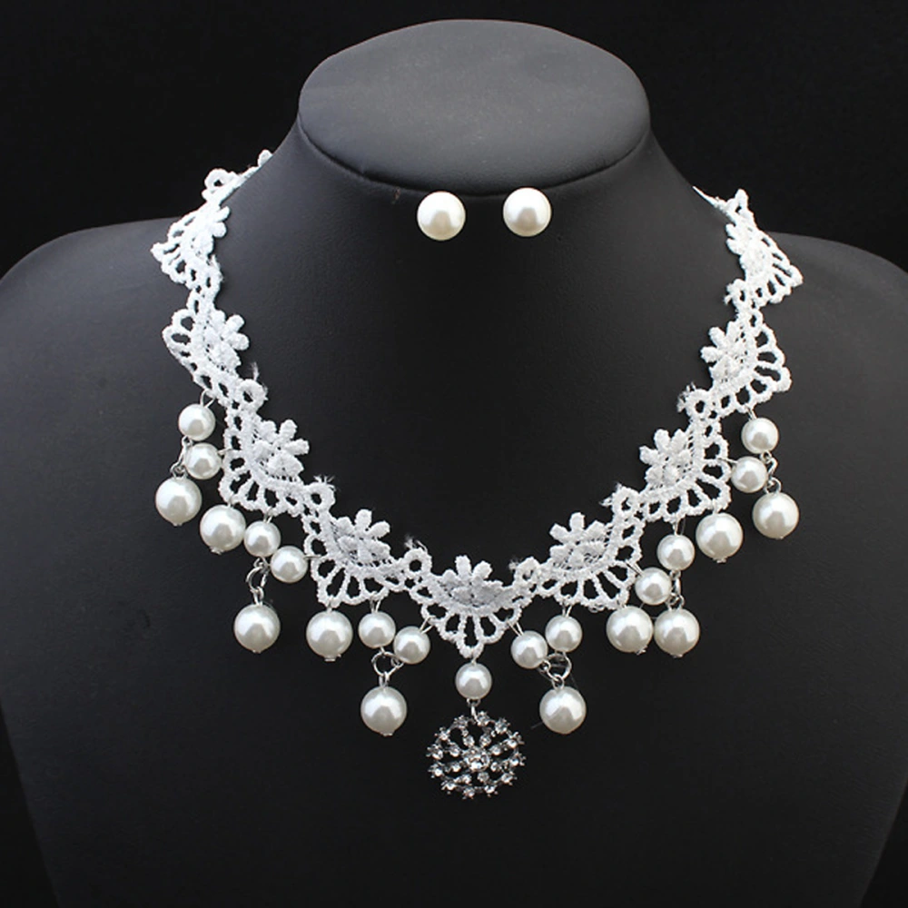 European fashion elegant jewelry bride wedding accessories necklace pearl necklace set of high-end super cost-effective package