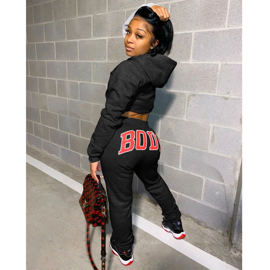 Women's printed sweatshirt sports casual suit