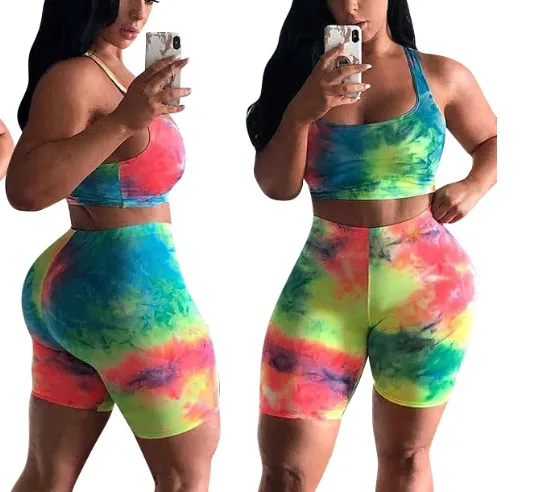 Two-piece tie-dye sportswear