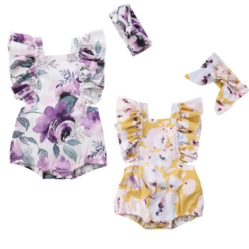 Girls' children's clothing, floral, simple back strap, simple haber, headband, two-piece