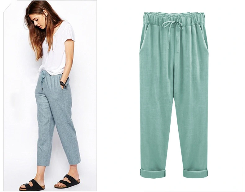 Cotton and linen cropped trousers
