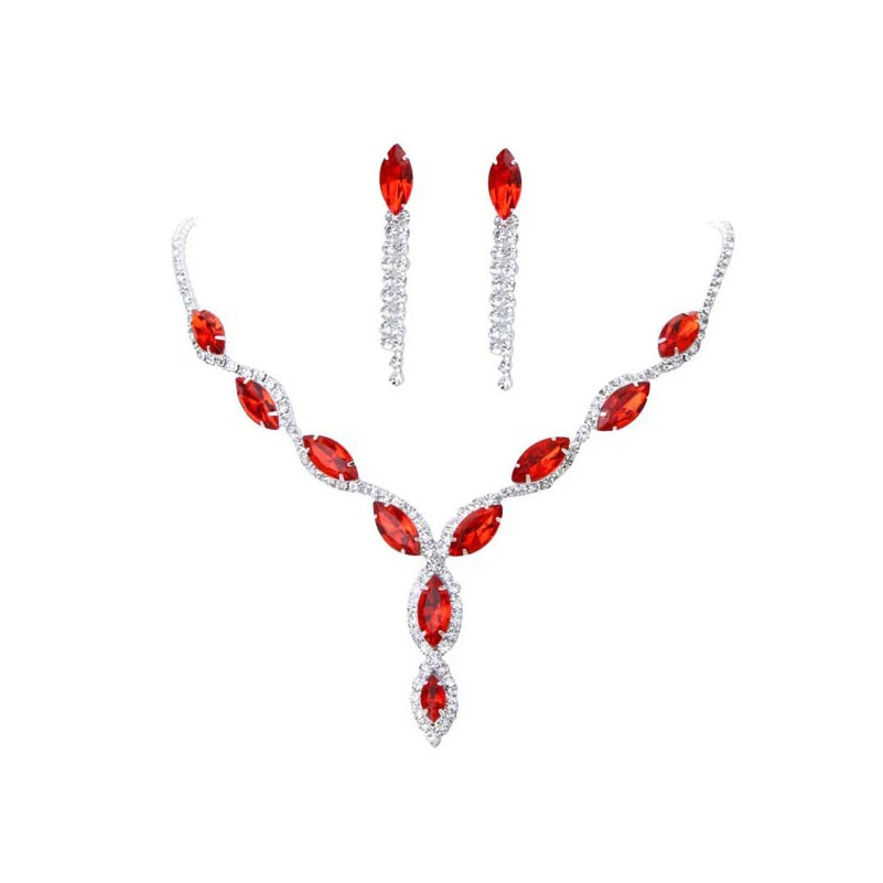 Zinc Burst Red Suit, Bridal Necklace, Wedding Jewelry, Big Diamond Jewelry Factory Direct Sales