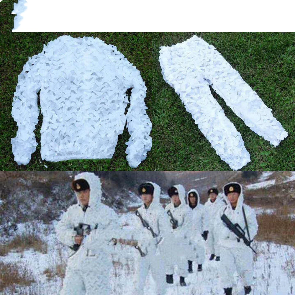 White snow camouflage suit