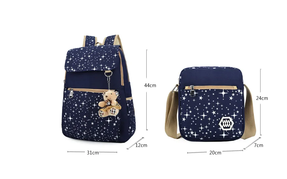 Backpack female tide middle school student bag cute canvas printing backpack leisure street college wind bag
