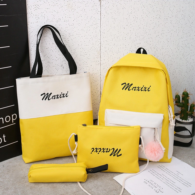 Harajuku Ulzzang Student Four-piece Canvas Backpack